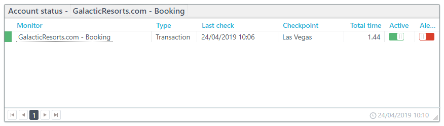 Screenshot: Account status dashboard tile