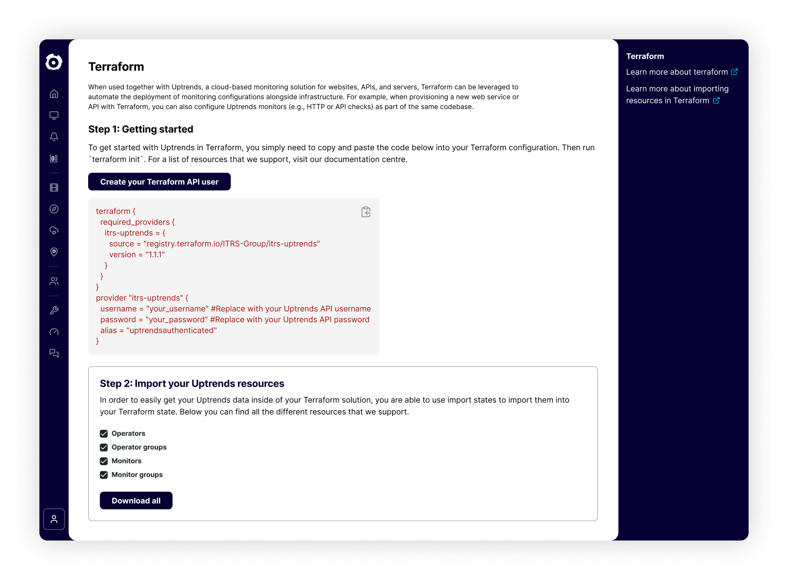 Uptrends Terraform Hub
