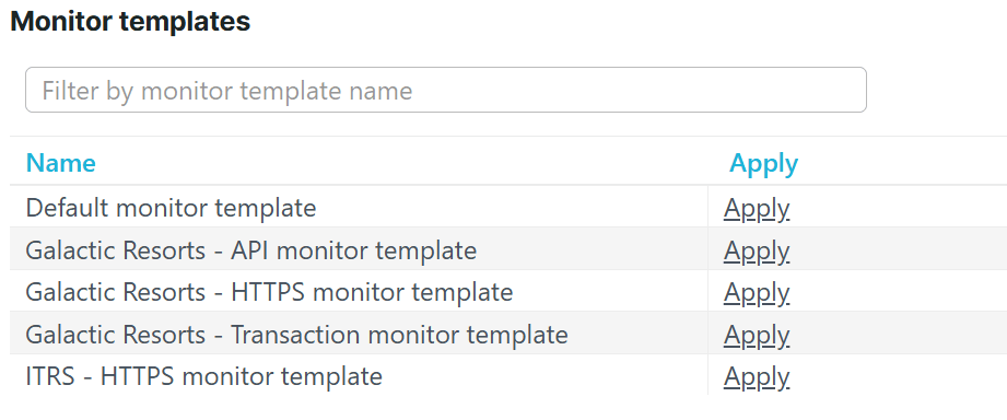 Monitor templates filter