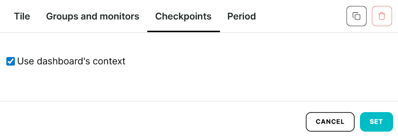 Checkpoint tab in dashboard tiles