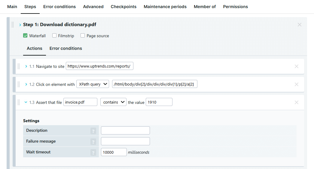 Test file download action in transaction monitors