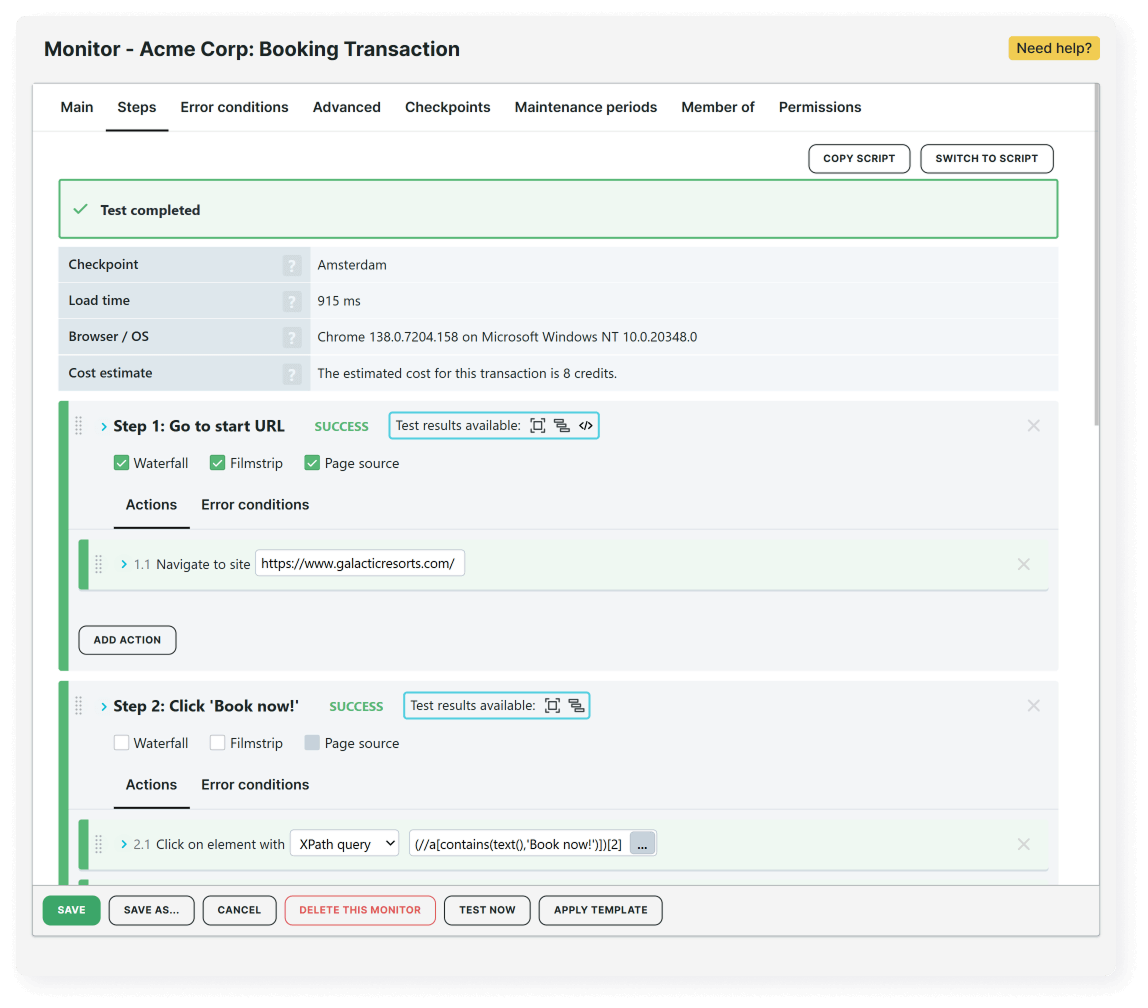 Completed transaction monitor