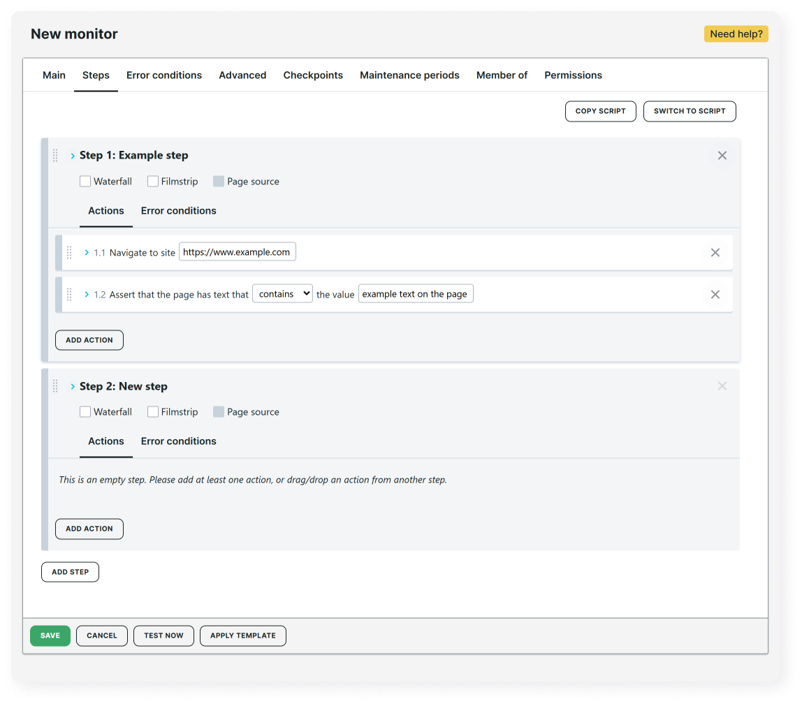 Step-by-step visual editor for monitors